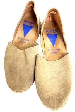 Verbenas Suede Espadrille Flats Size 37 Taupe Slip On Loafers Made in Spain